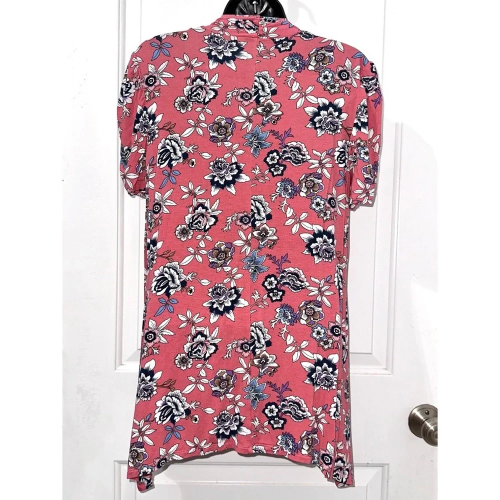 Always Indigo Pink Floral Print Short Sleeve Open shawl